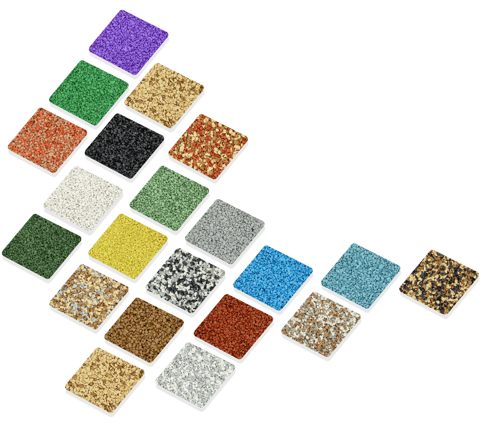 Rubber surfacing color samples