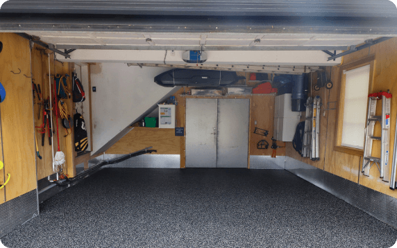 Softroc rubber surfacing on a garage floor