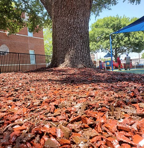Softroc rubber mulch installation