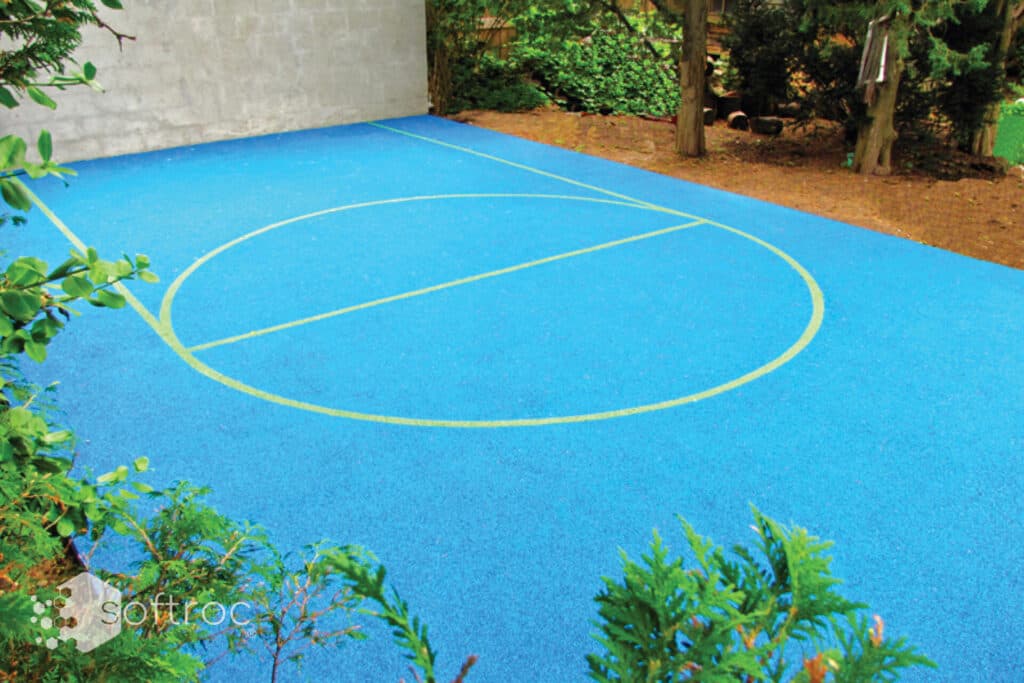 Softroc rubber surfacing on a sports court