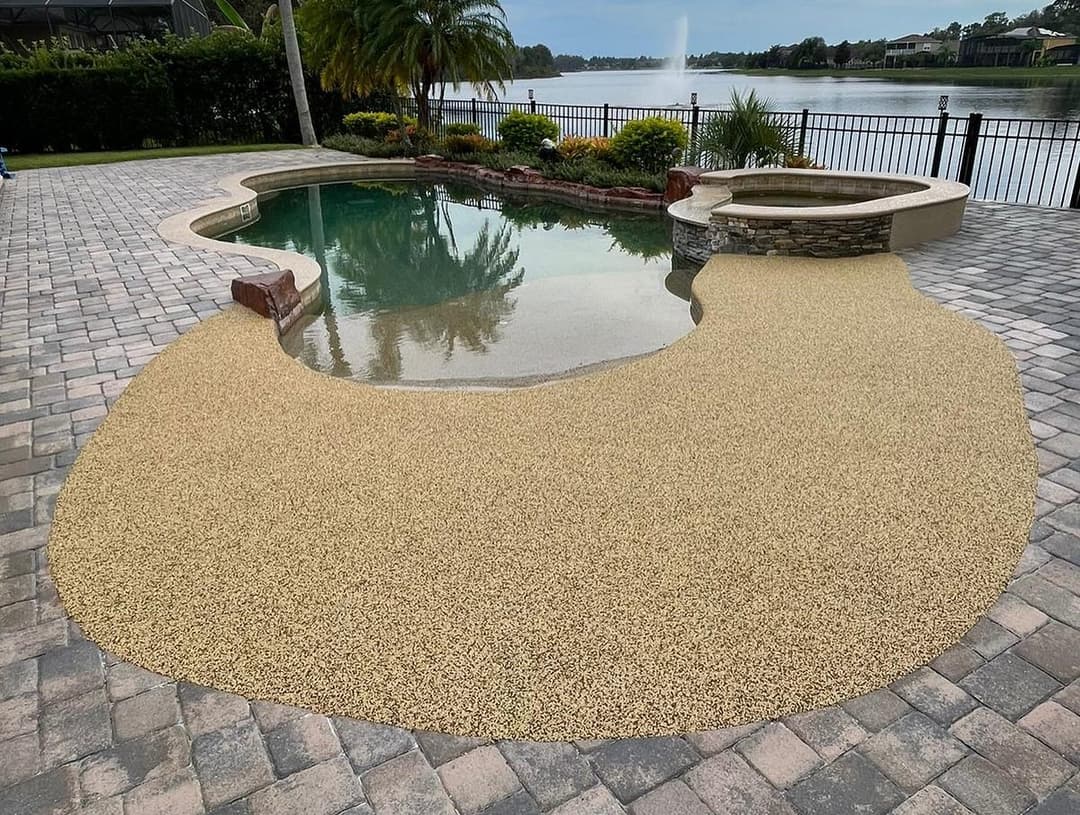 Softroc beach entry pool deck