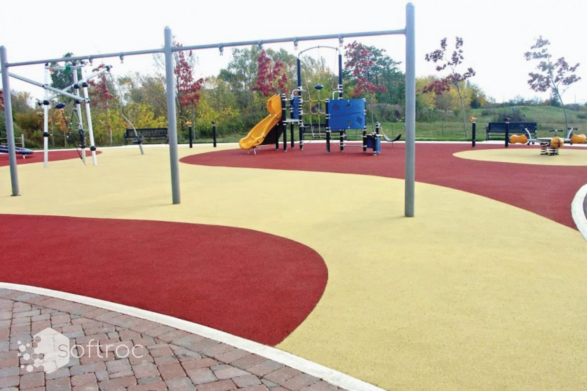 Softroc rubber surfacing on a playground