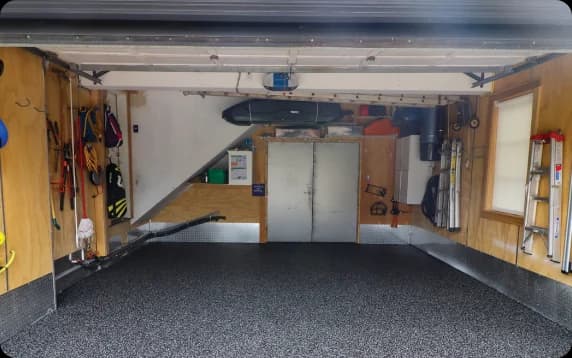Softroc rubber surfacing on a garage floor